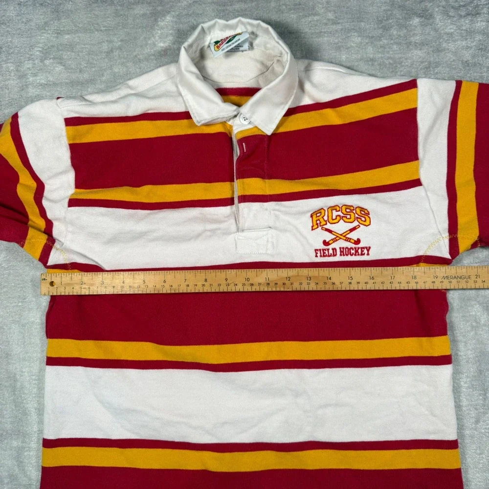 Barbarian Rugby Shirt Mens Small Red Striped Vintage 90s RCSS Field Hockey Polo - Picture 10 of 11